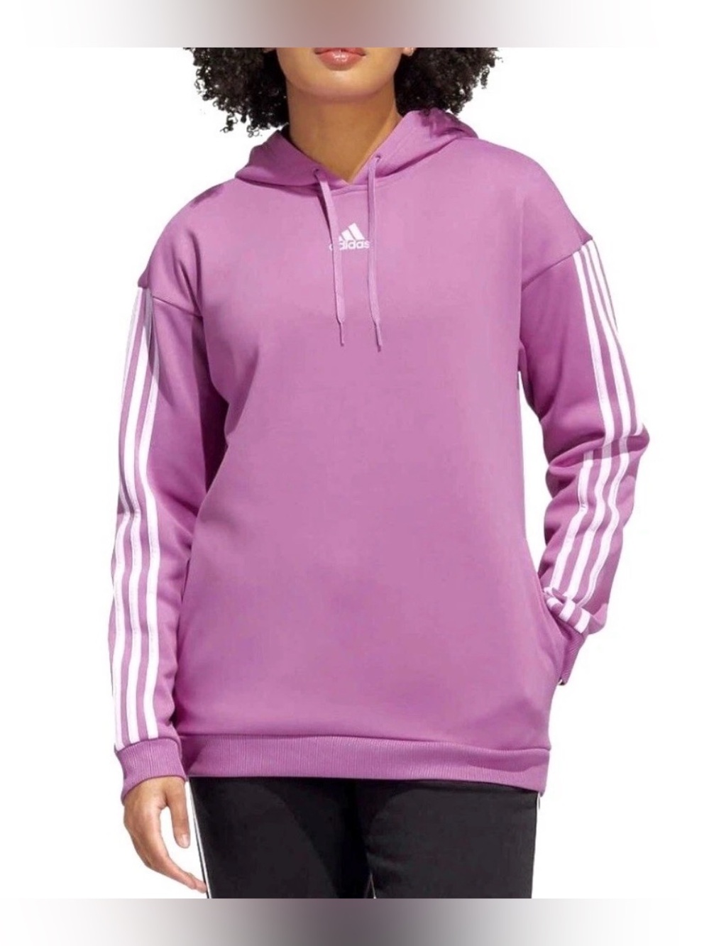 adidas Women's Lilac Hooded Sweatshirt with White 3-Stripes